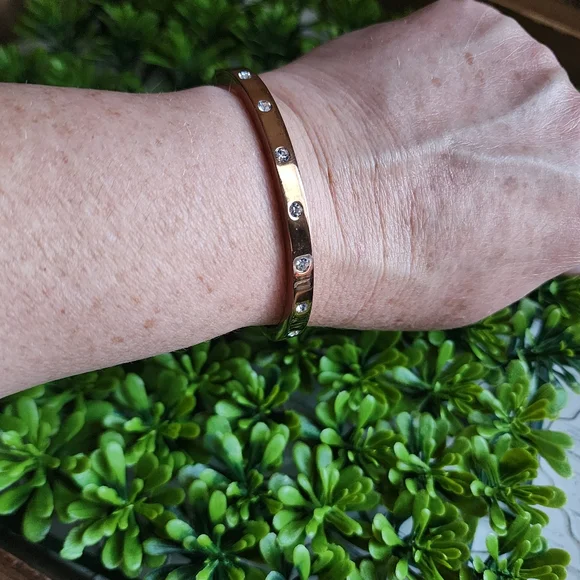 Kate Spade Rose Gold Toned Hinged bracelet with crystals - Picture 8 of 9